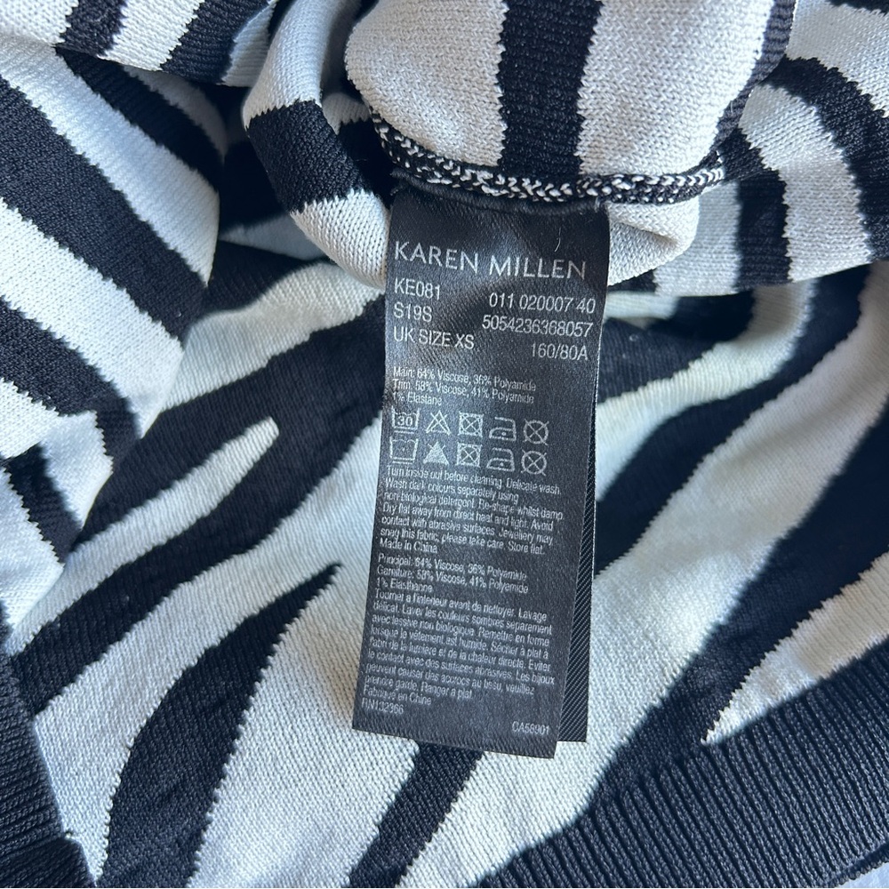 Karen Millen Zebra Print Knit Sweater Midi Dress Pointelle Bodycon Women’s XS - Picture 5 of 11